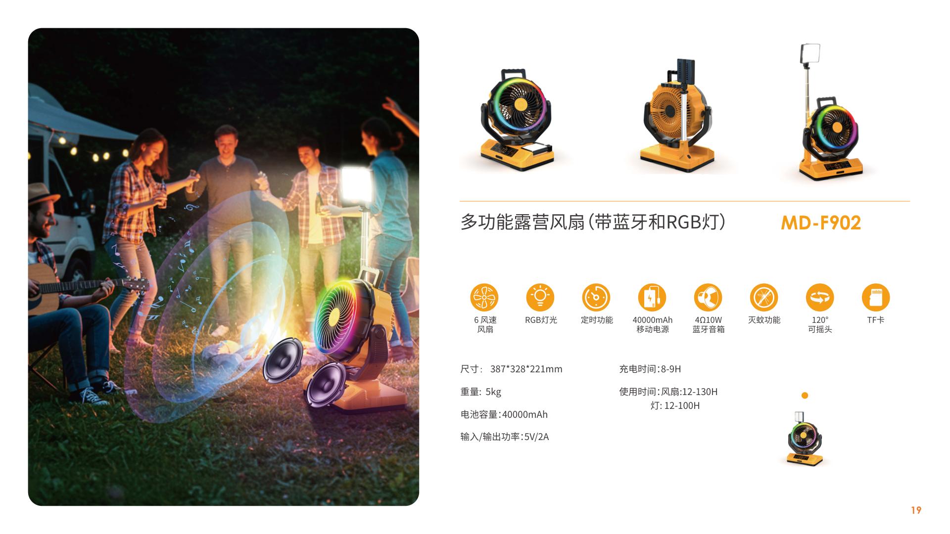Bluetooth RGB Camping Fan